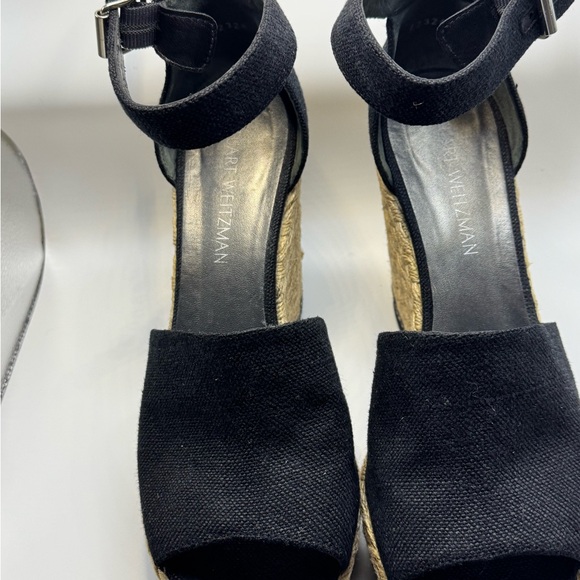 Stuart Weitzman Black and Tan Wedge Sandals - Picture 3 of 6